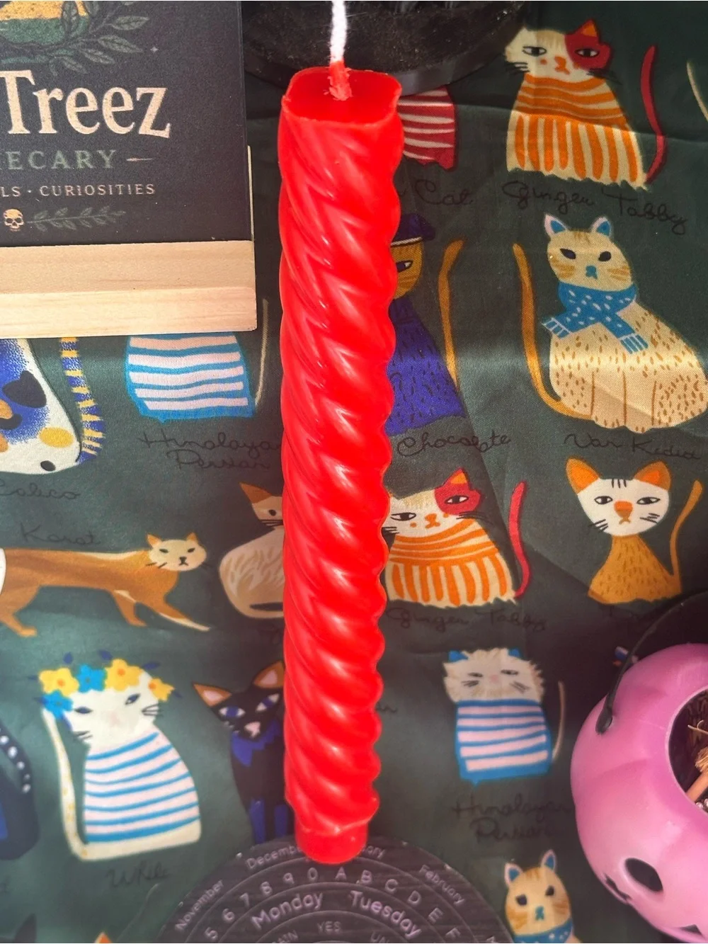 Red Spiral Taper Candle